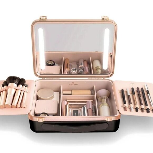 Beautifect Box Matte Black Travel Light Up Vanity Table Case Storage Organizer - Picture 2 of 13